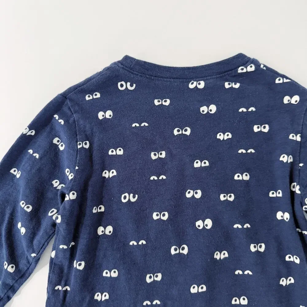 [Baby Gap] Blue Boo! Graphic Halloween Eyes Long Sleeve T-Shirt Size 4 Years